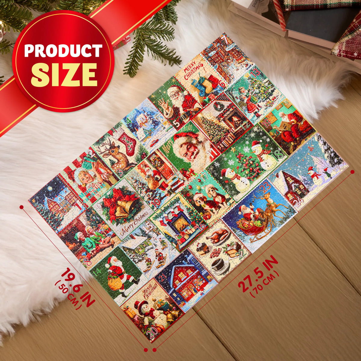 1000-Piece 24-Day Christmas Advent Calendar Puzzle Set