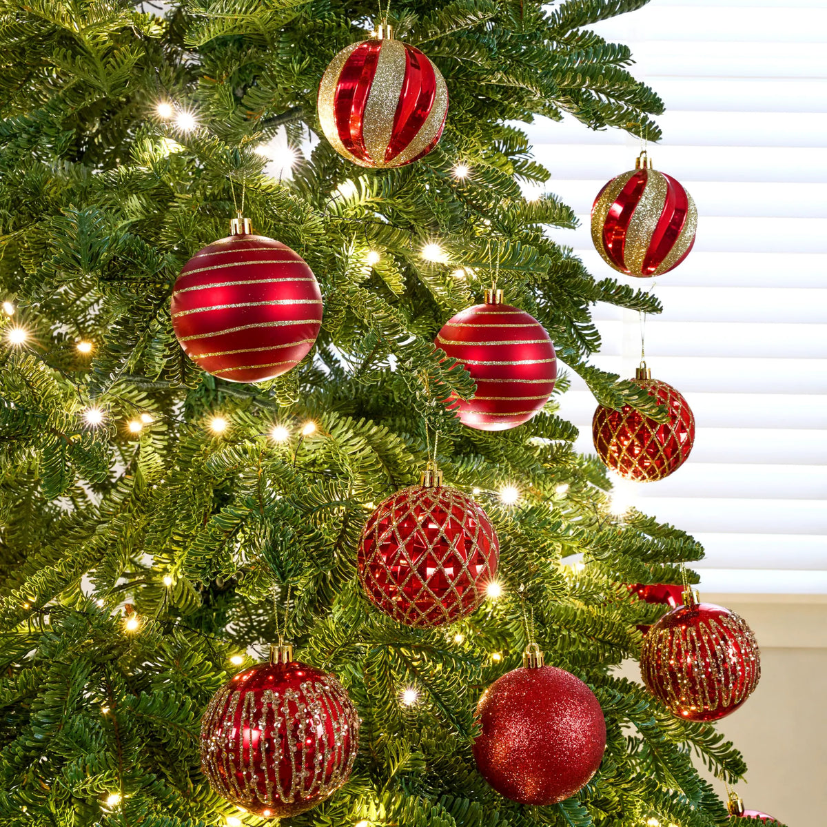 12-Piece Set of 3.15-Inch Red and Gold Christmas Ball Ornaments
