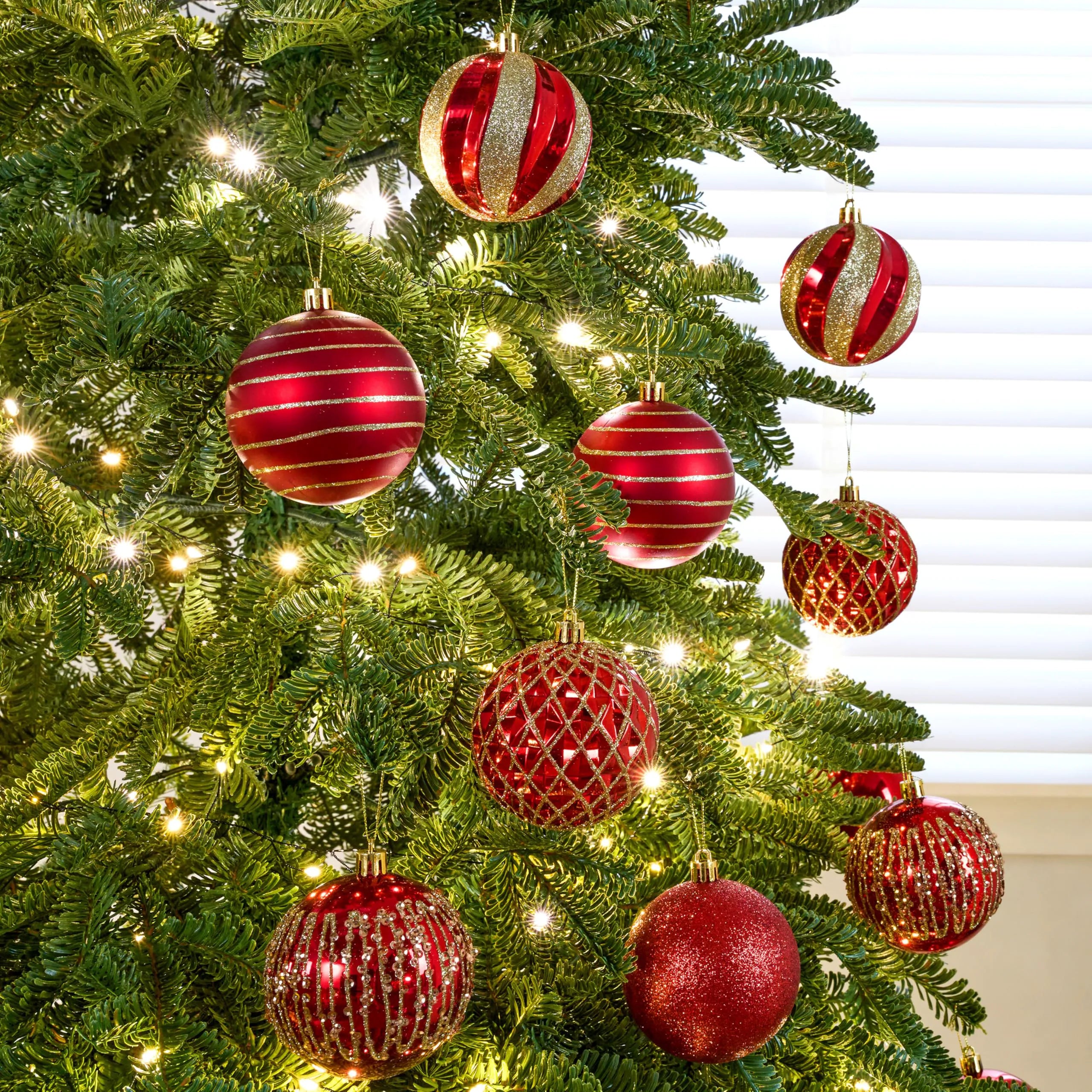 12-Piece Set of 3.15-Inch Red and Gold Christmas Ball Ornaments