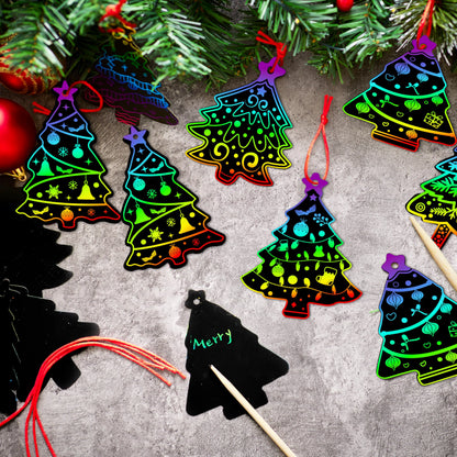 72-Piece Christmas Scratch Art Ornaments Set