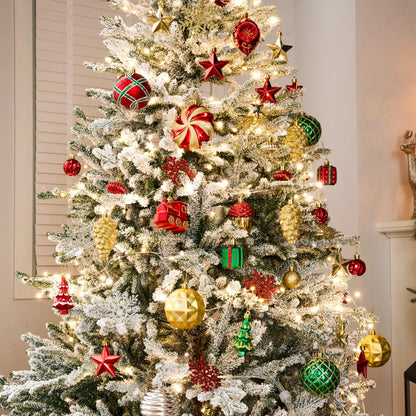 82-Piece Assorted Christmas Ornament Ball Set, 3.15-Inch Red Gold Green Deluxe