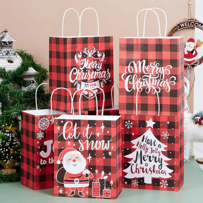 18 Pack Christmas White Kraft Bags with Handles