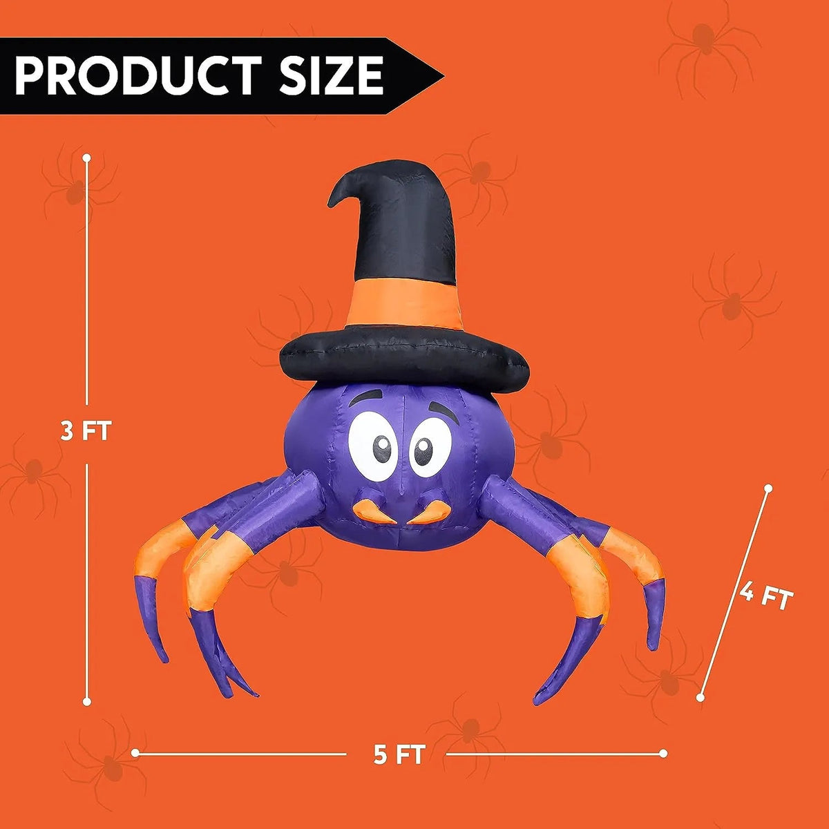 5ft Wide Inflatable Spider Car Trunk Decoration