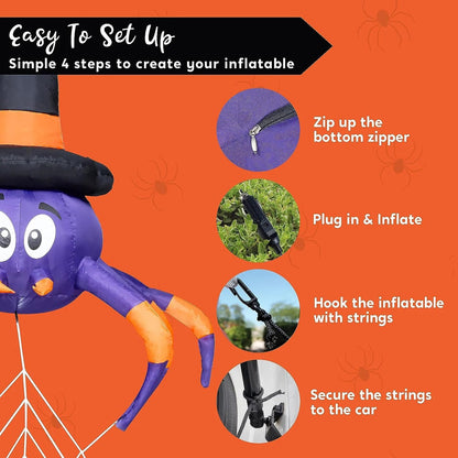 5ft Wide Inflatable Spider Car Trunk Decoration