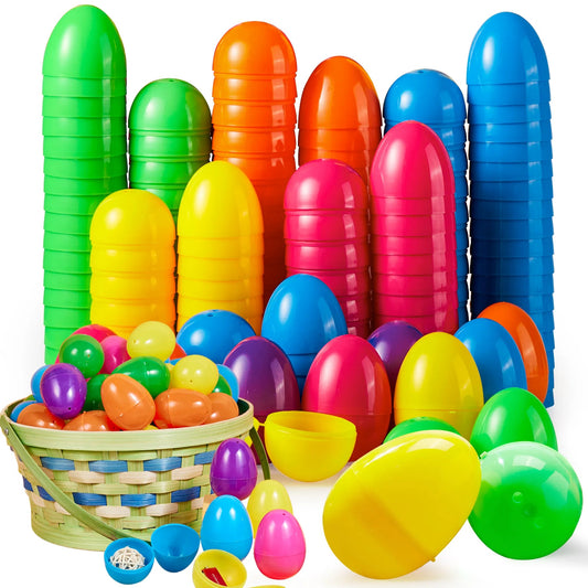 600Pcs 2.3in Bright Colorful Plastic Easter Egg Shells for Easter Egg Hunt