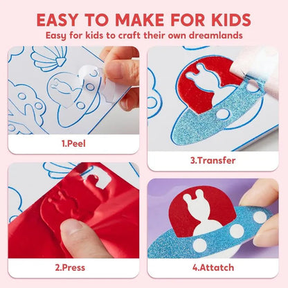 Foil Art Kit for Kids with Foam Stickers - Creative Travel Toys & Birthday Gifts