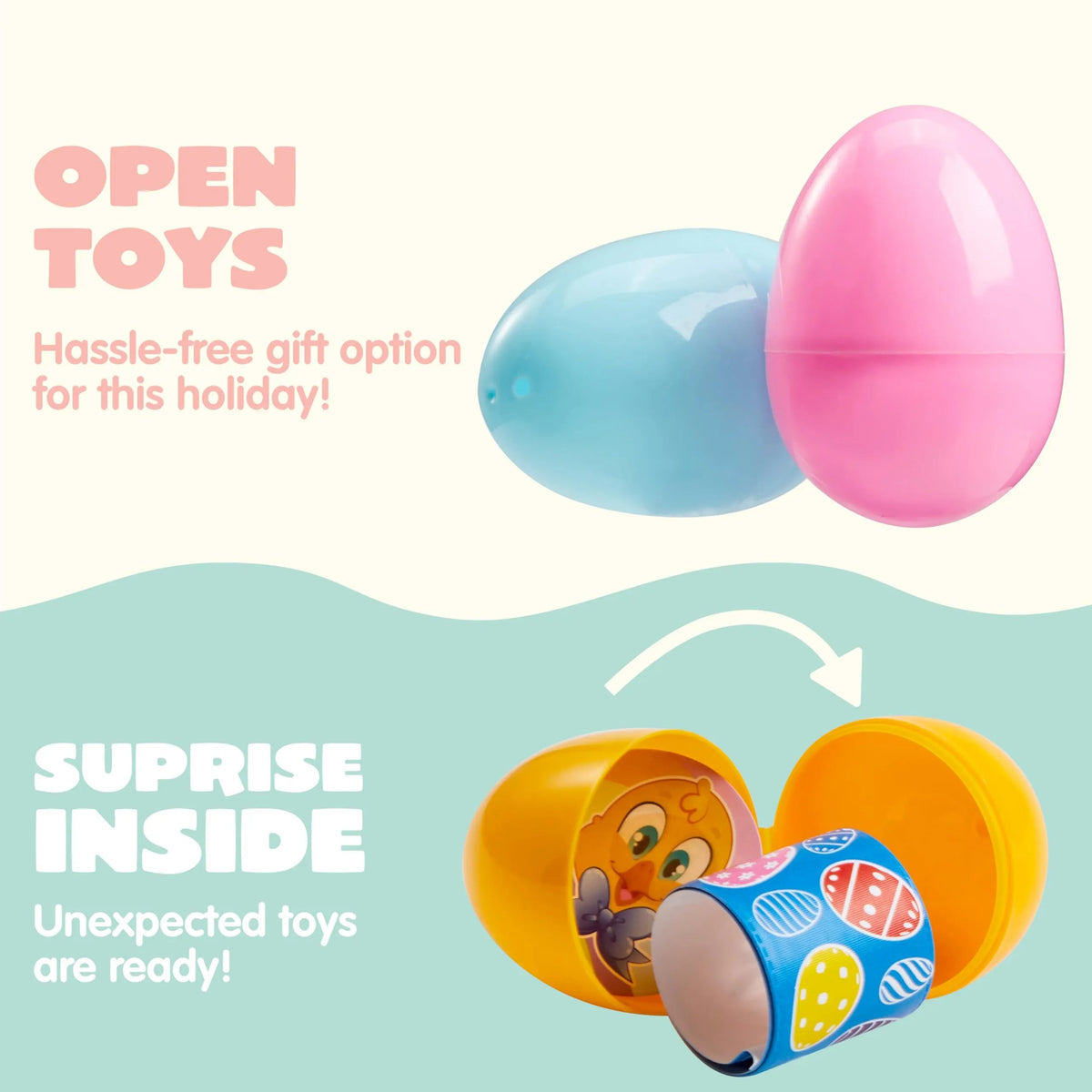 60 Prefilled Pastel Eggs with Assorted Toys for Easter Egg Hunt