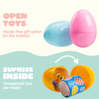 60 Prefilled Pastel Eggs with Assorted Toys for Easter Egg Hunt
