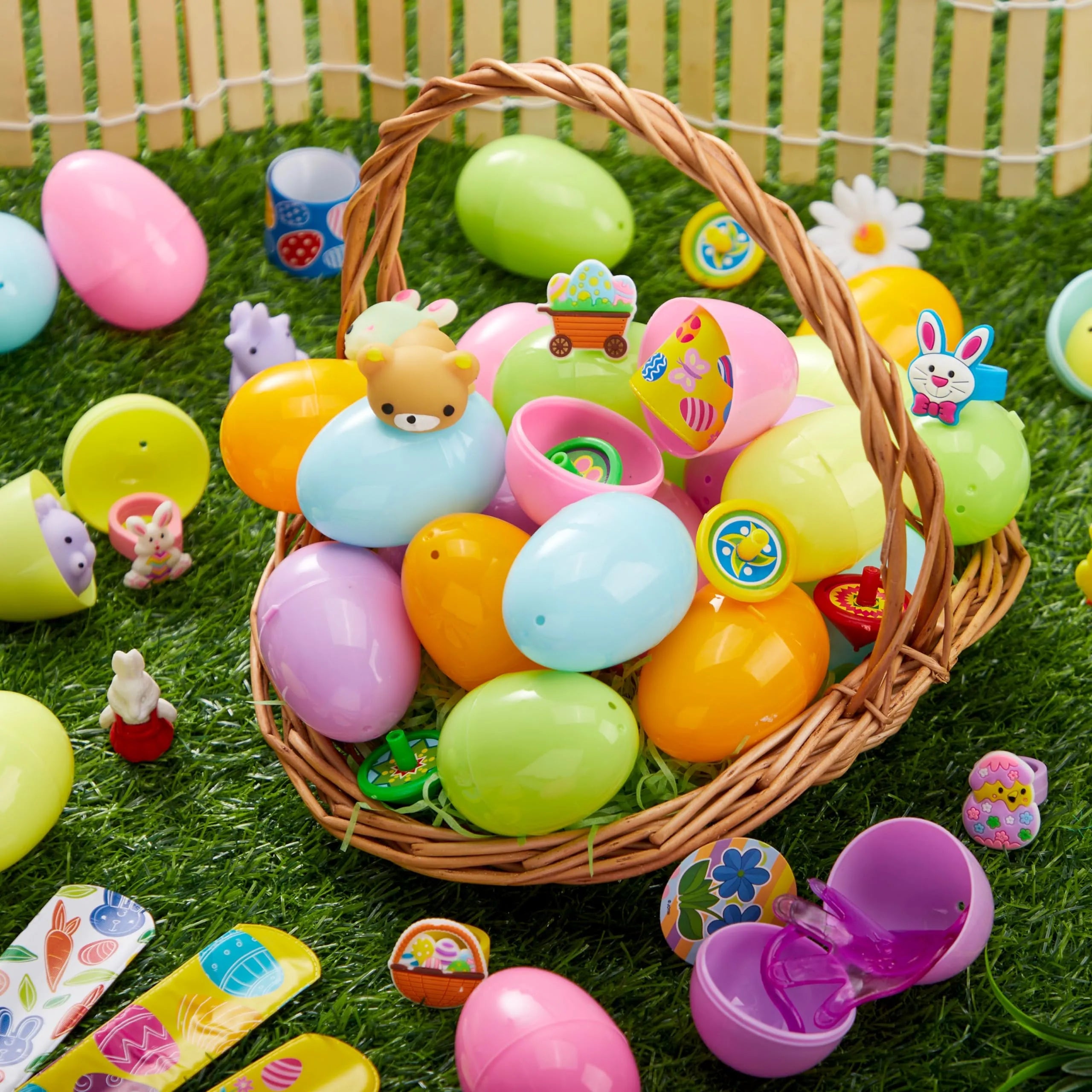 60 Prefilled Pastel Eggs with Assorted Toys for Easter Egg Hunt
