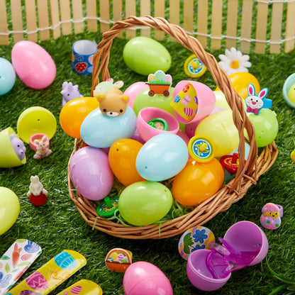 60 Prefilled Pastel Eggs with Assorted Toys for Easter Egg Hunt