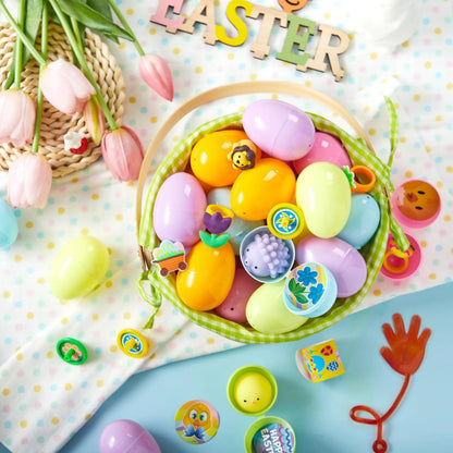 60 Prefilled Pastel Eggs with Assorted Toys for Easter Egg Hunt