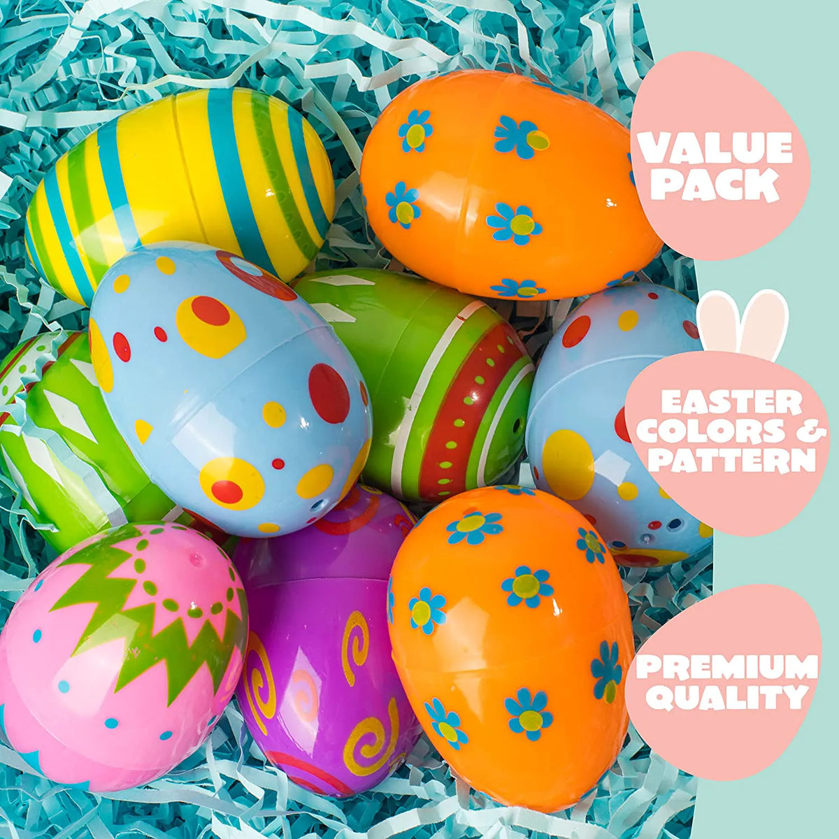 60 Pcs Printed Easter Egg Shells