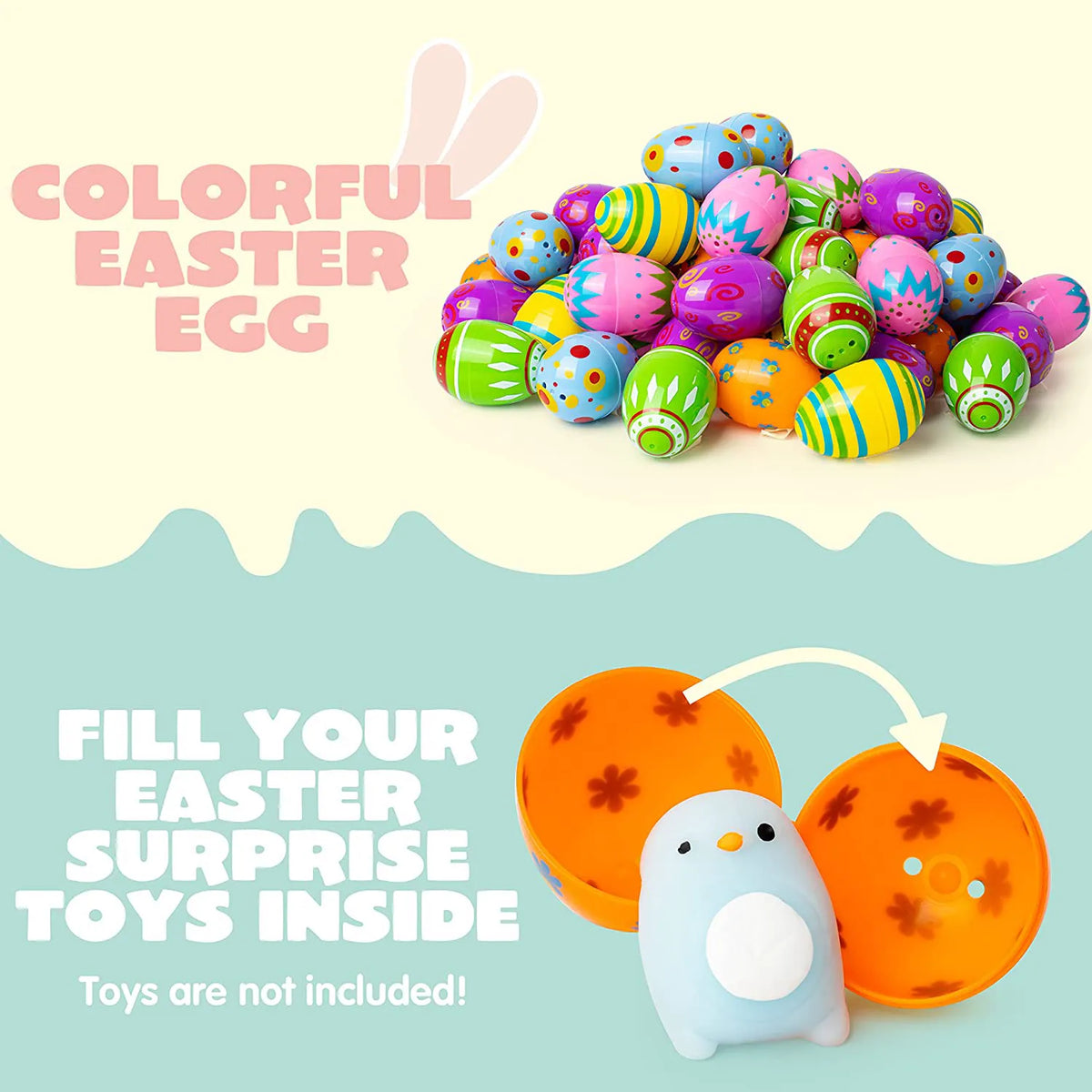 60 Pcs Printed Easter Egg Shells