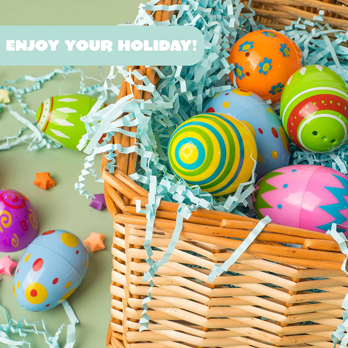 60 Pcs Printed Easter Egg Shells