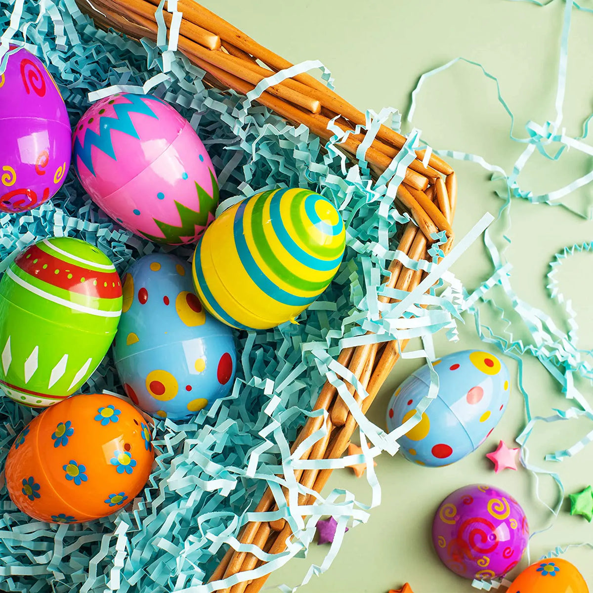 60 Pcs Printed Easter Egg Shells