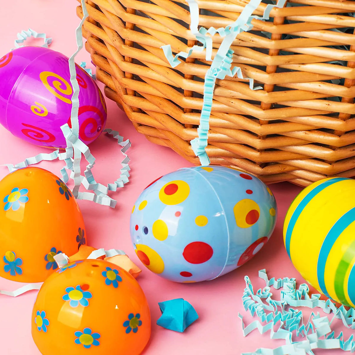 60 Pcs Printed Easter Egg Shells