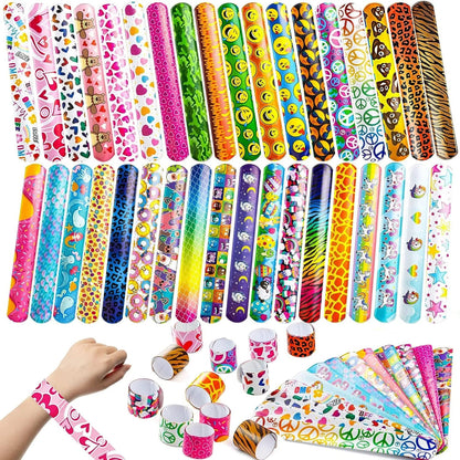 60Pcs Slap Bracelets with 36 Unique Designs