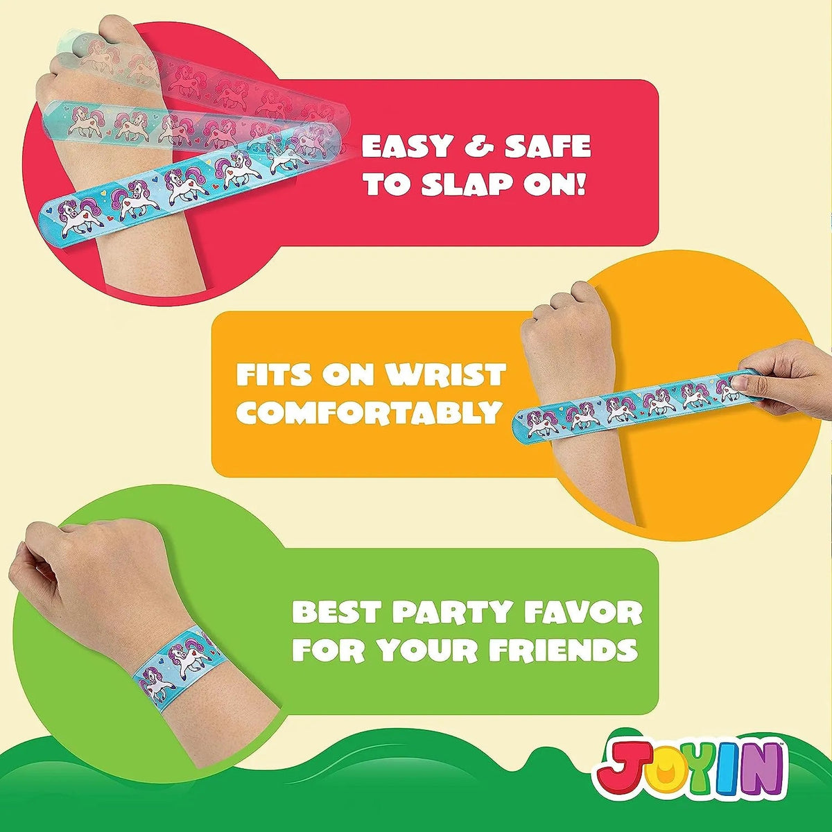 60Pcs Slap Bracelets with 36 Unique Designs