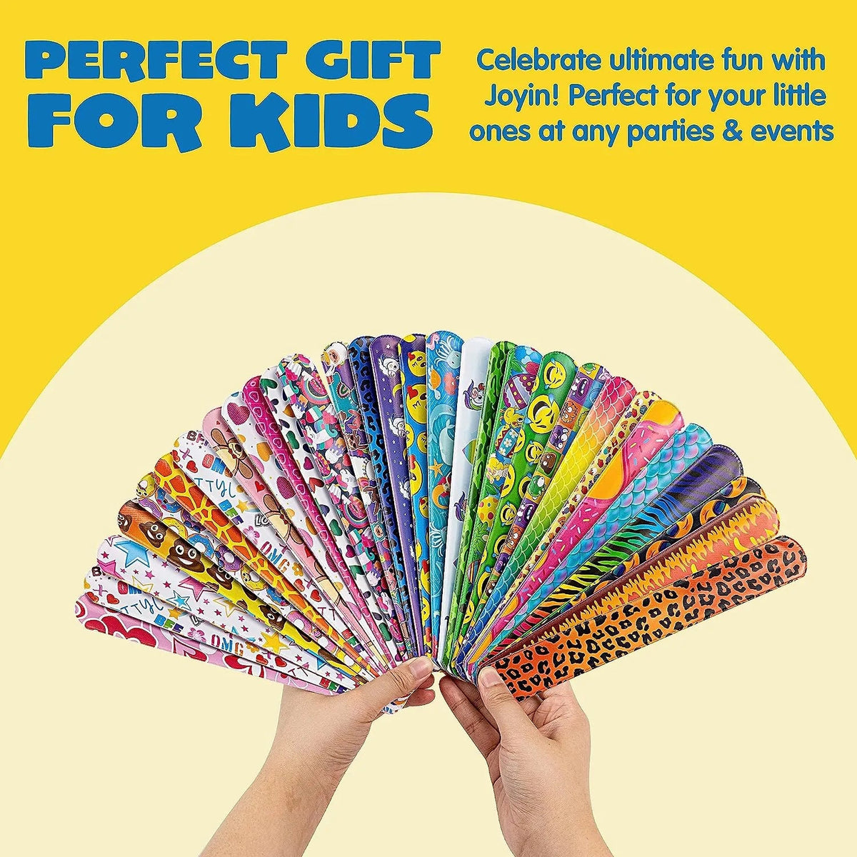 60Pcs Slap Bracelets with 36 Unique Designs