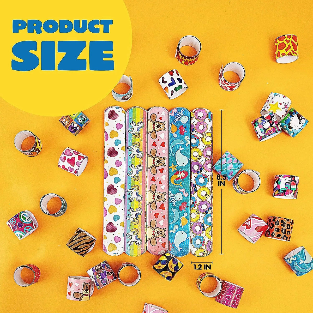 60Pcs Slap Bracelets with 36 Unique Designs