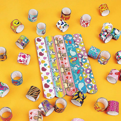 60Pcs Slap Bracelets with 36 Unique Designs