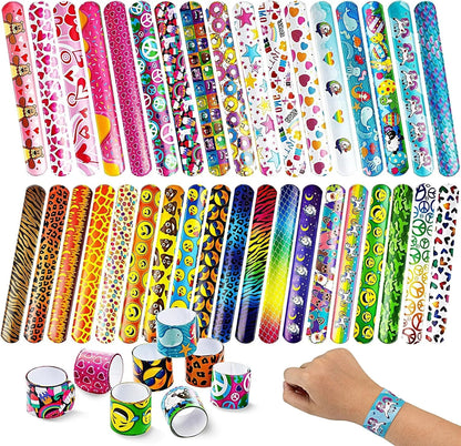 60Pcs Slap Bracelets with 36 Unique Designs