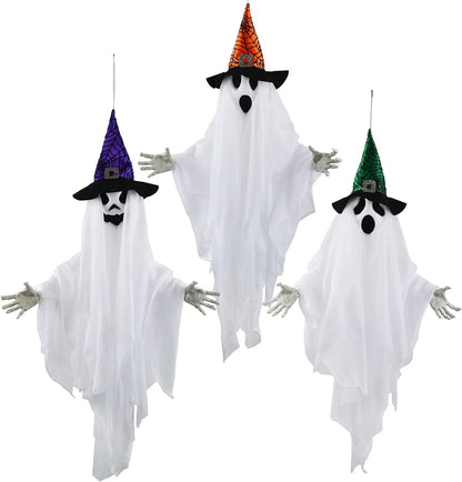 24.8in White Ghost with Colored Hats, 3-Pack