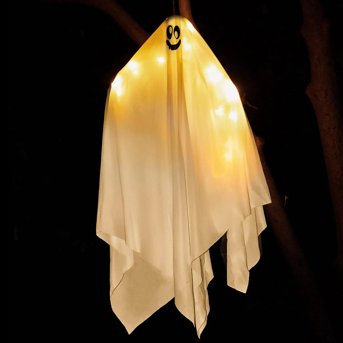 2 Pack Light-Up Hanging White Ghosts 35.4 Inches