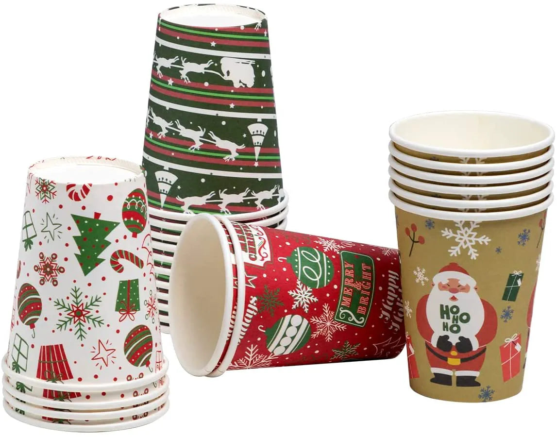 Disposable Winter Paper Cups, 48 Pack