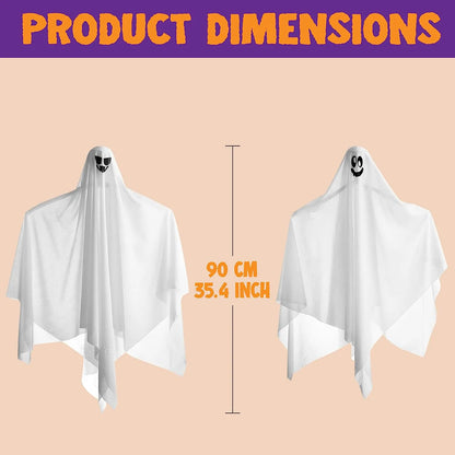 2 Pack Light-Up Hanging White Ghosts 35.4 Inches