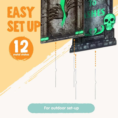 6 Pcs 16in Halloween Graveyard Tombstones - Fluorescent