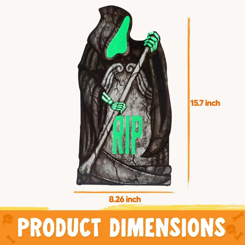 6 Pcs 16in Halloween Graveyard Tombstones - Fluorescent