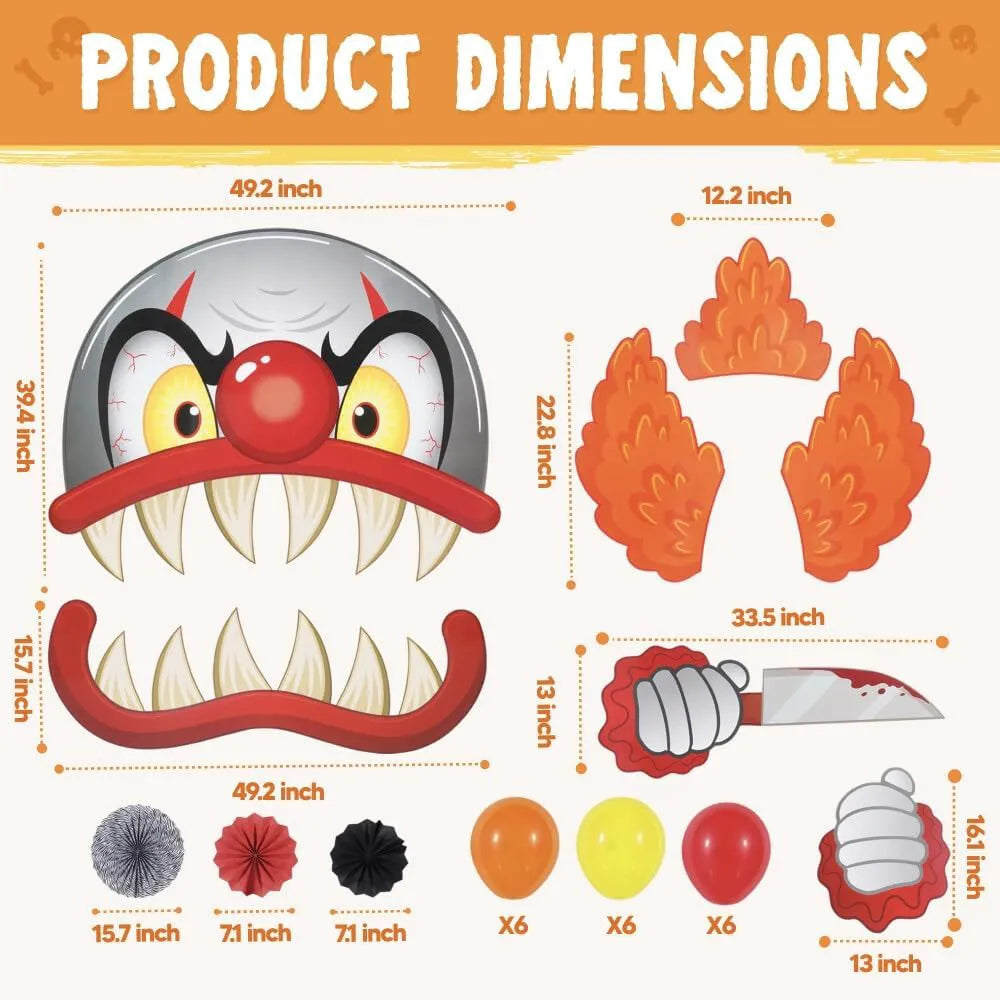 Halloween Trunk or Treat Car Decorations Kit - Clown Car Stickers