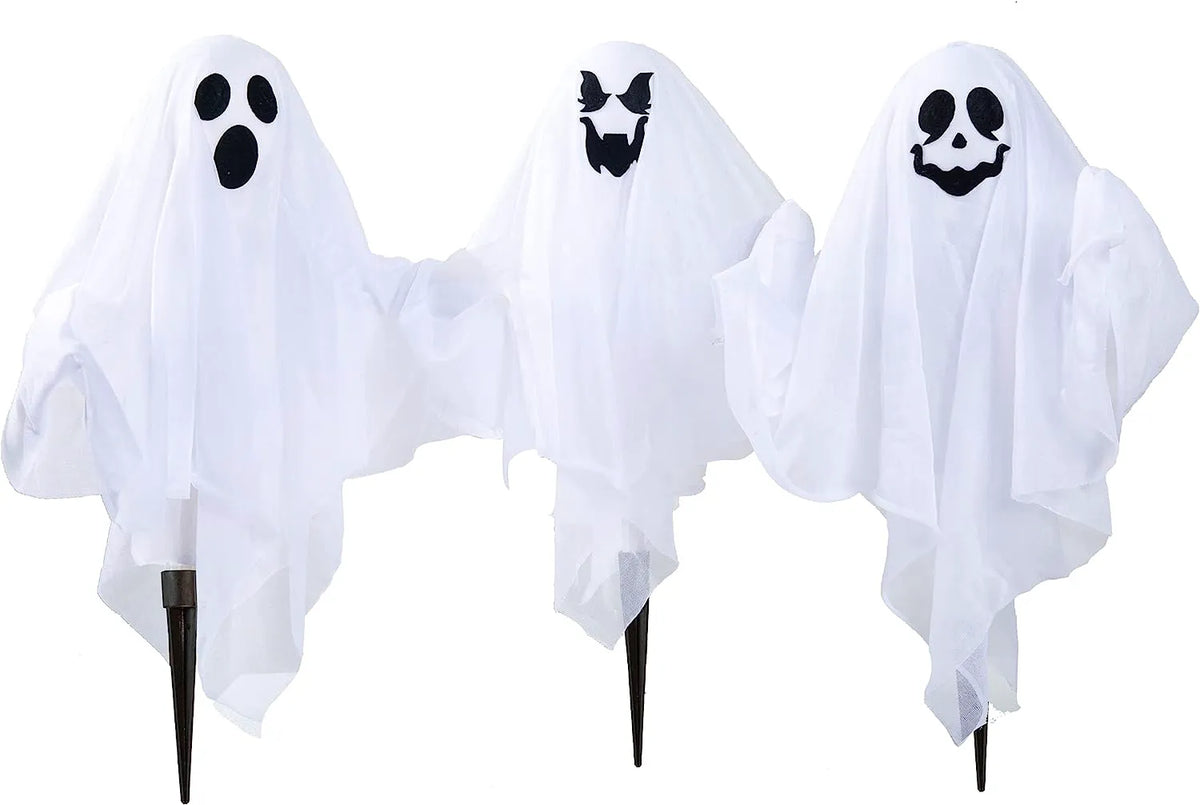 3 Pack Halloween Light-Up Ghost Yard Stakes