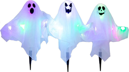 3 Pack Halloween Light-Up Ghost Yard Stakes