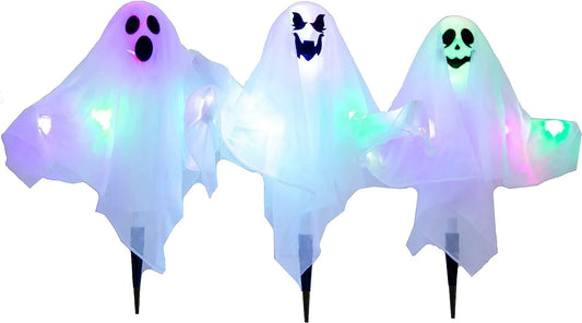 3 Pack Halloween Light-Up Ghost Yard Stakes