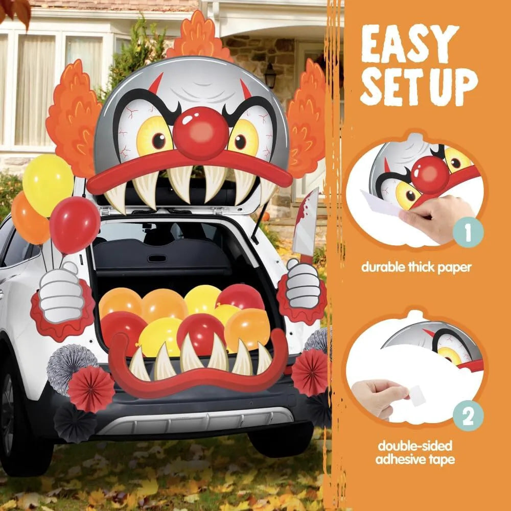 Halloween Trunk or Treat Car Decorations Kit - Clown Car Stickers