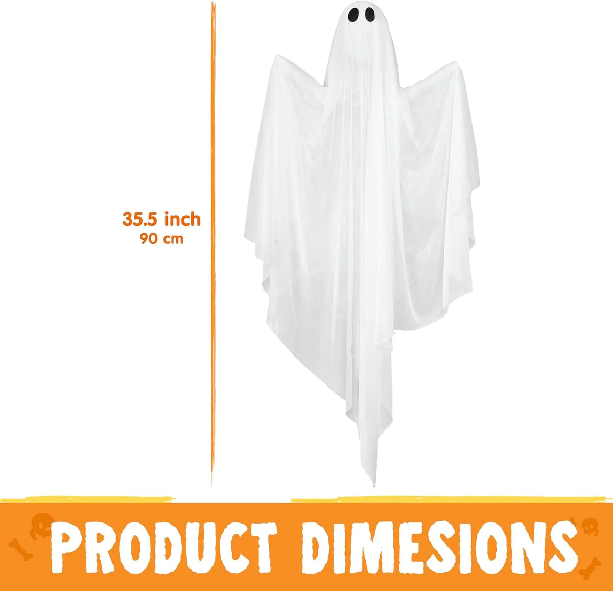 35.5-Inch Halloween Hanging Ghost with Purple LED Light