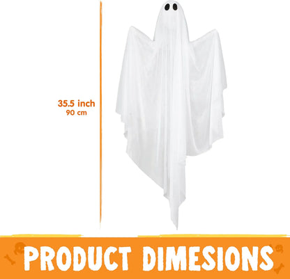 35.5-Inch Halloween Hanging Ghost with Purple LED Light