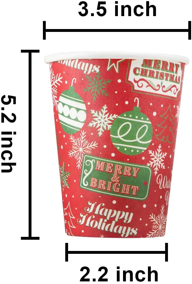 Disposable Winter Paper Cups, 48 Pack