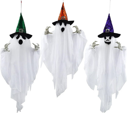 24.8in White Ghost with Colored Hats, 3-Pack
