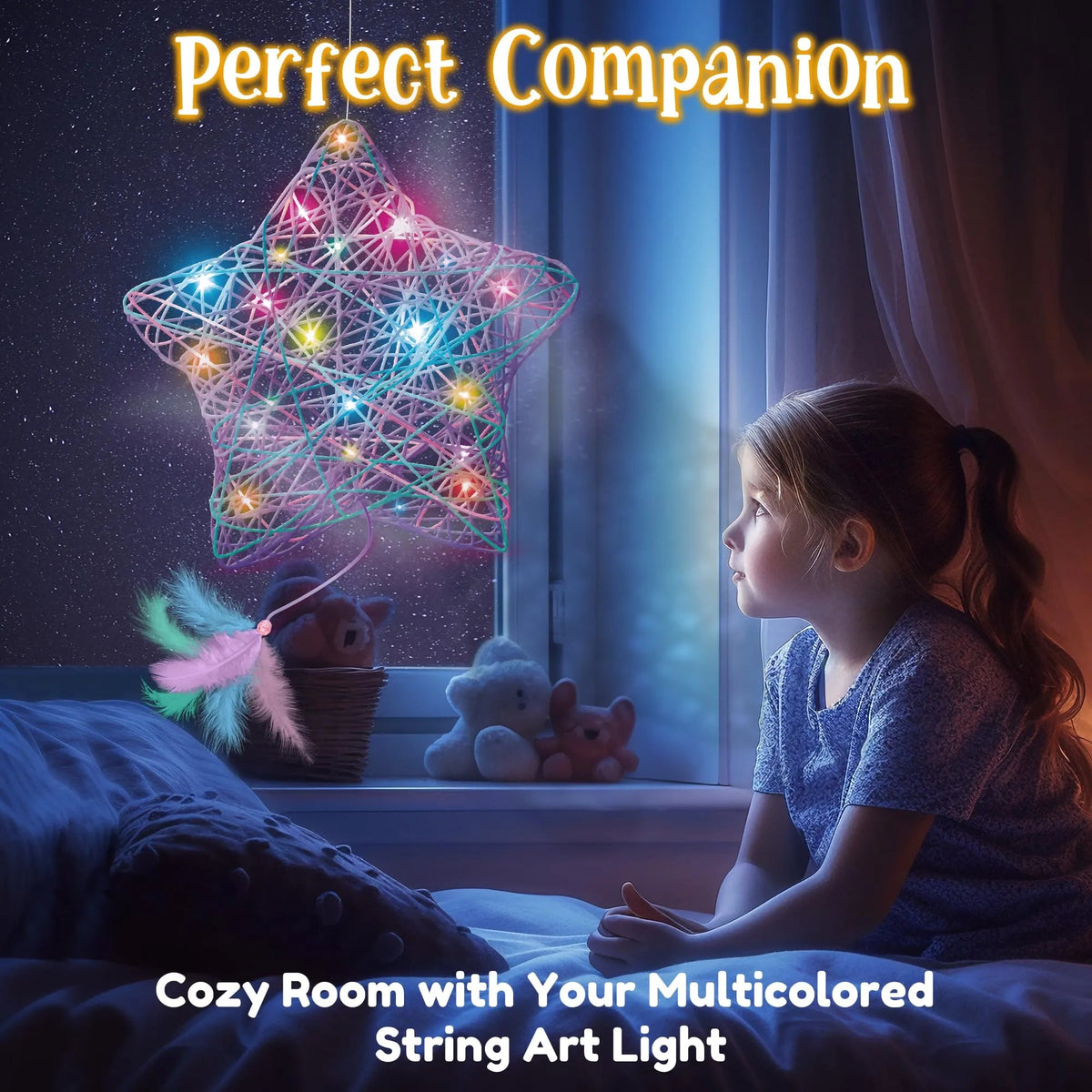 63-Piece 3D String Art Kit with 30 LED Bulbs and 6 Balloons