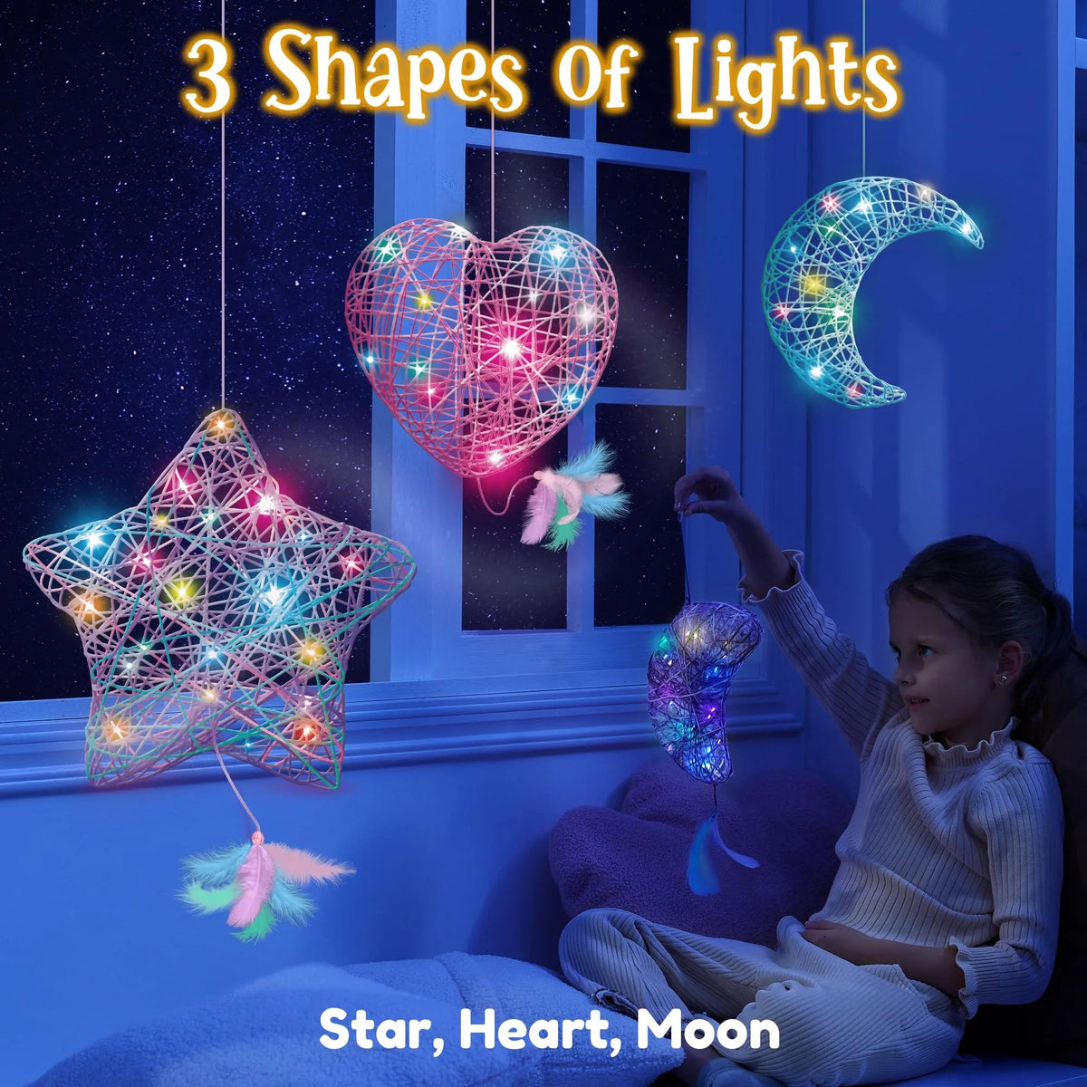 63-Piece 3D String Art Kit with 30 LED Bulbs and 6 Balloons