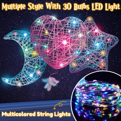 63-Piece 3D String Art Kit with 30 LED Bulbs and 6 Balloons