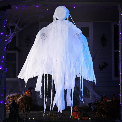 63-Inch Hanging Grim Reaper & Faceless Ghost in White for Halloween Decorations