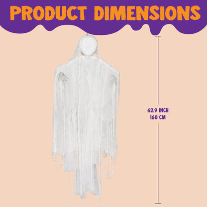 63-Inch Hanging Grim Reaper & Faceless Ghost in White for Halloween Decorations