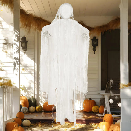 63-Inch Hanging Grim Reaper & Faceless Ghost in White for Halloween Decorations