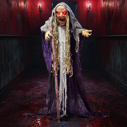 67-Inch Halloween Animatronic Hunchback Witch