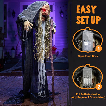67-Inch Halloween Animatronic Hunchback Witch