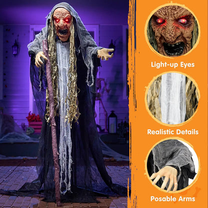 67-Inch Halloween Animatronic Hunchback Witch